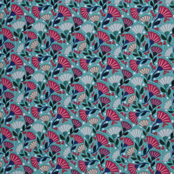 Canvas Garden Stories by Emjo Design Blumen auf Türkis von Swafing